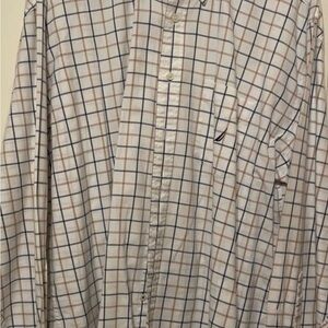 Nautica Men's Casual Checkered Shirt - White, Blue, Tan